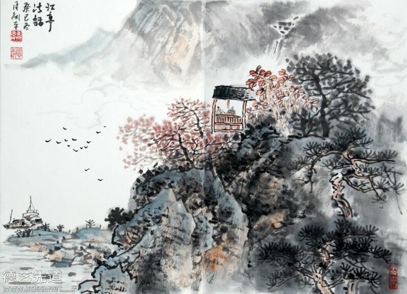 高术平工笔画山水画作品5