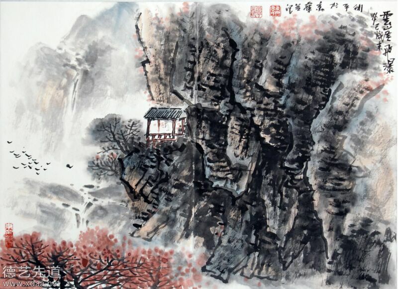 高术平工笔画山水画作品8